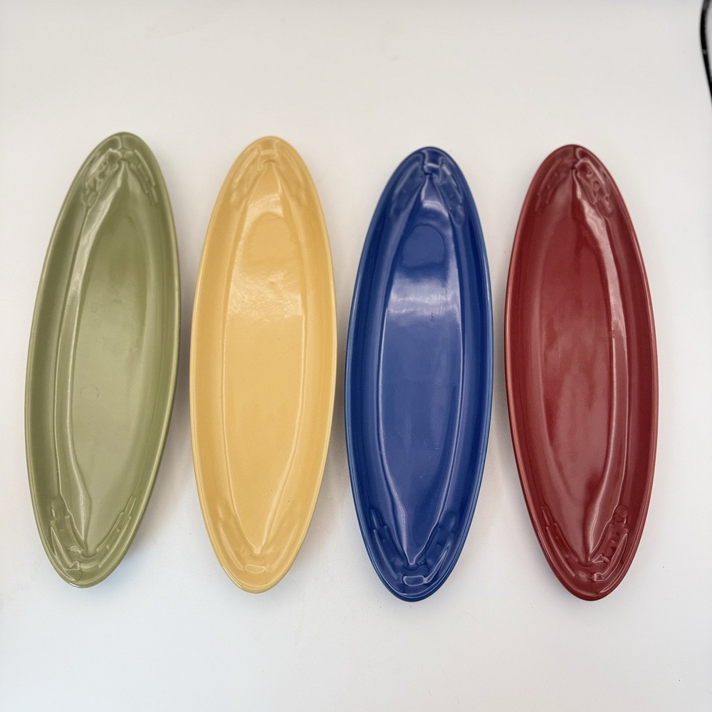4 Longaberger Corn Cob 12" Oval Trays Sage/ Butternut/ Paprika /Cornflower 9628